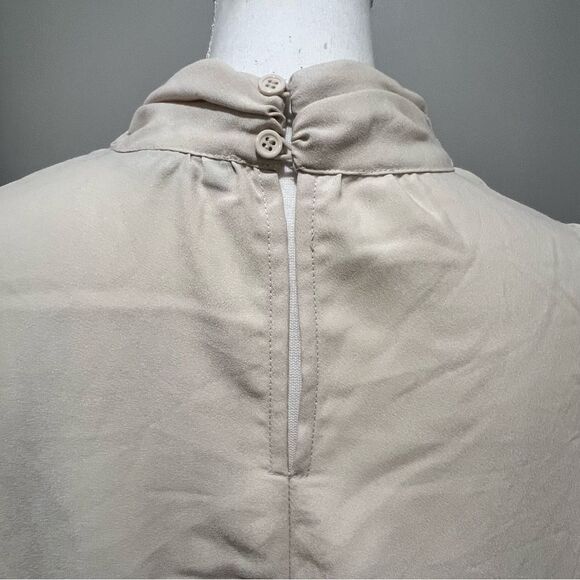 NWOT French Connection Cream Crepe High Neck keyhole Long Sleeve Top size medium - Picture 11 of 13
